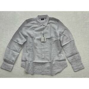 UNTUCKit Angelen Button Down Shirt Long Sleeve Striped Cotton White Size 12 NEW‎